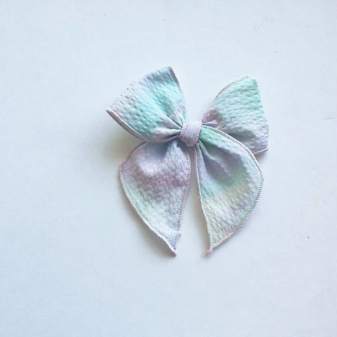 Vintage Pastel Marble Seersucker Elle Bow