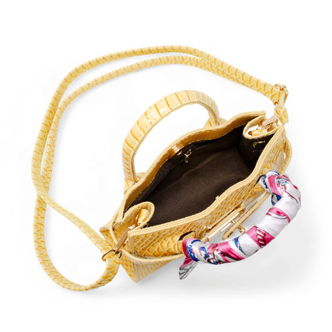 Vivid Crocodile Scarf Kids Handbag - Yellow