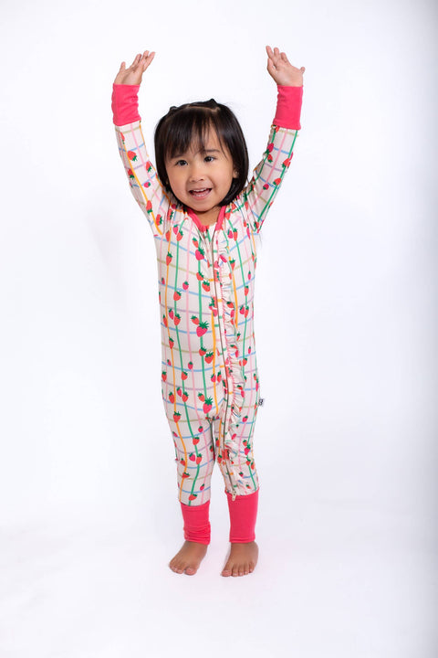 Berry Patch Bamboo Convertible Zip Romper with Ruffles