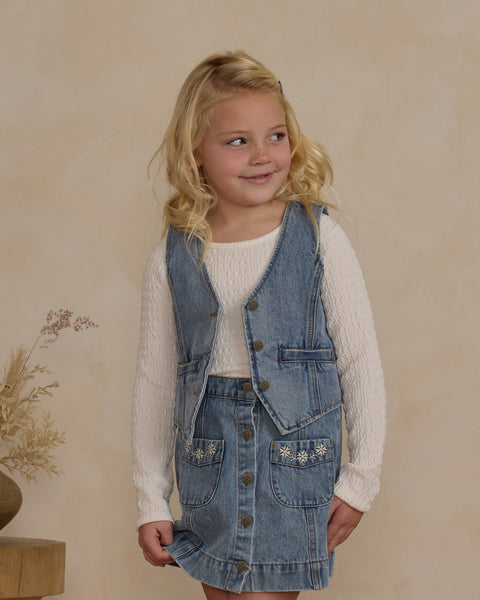 Denim Vest | Light Washed Denim - Rylee + Cru