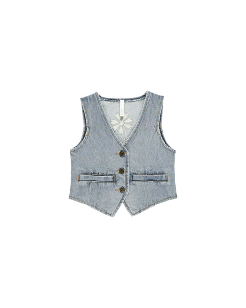 Denim Vest | Light Washed Denim - Rylee + Cru