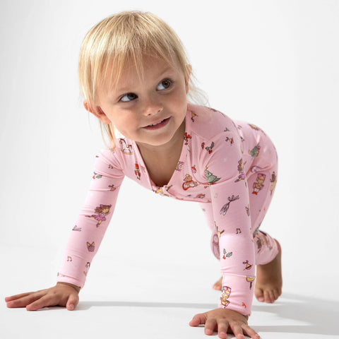Bamboo Convertible Footie - Christmas Nutcracker Pink