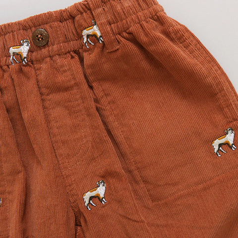 Boys Corduroy Jackson Pant - Dog Embroidery