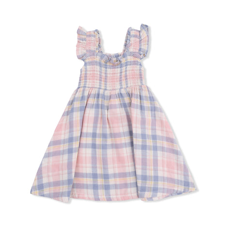 Smocked Sundress - Dusty Plaid