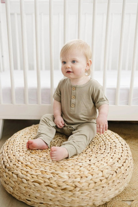 White Bamboo Henley Romper