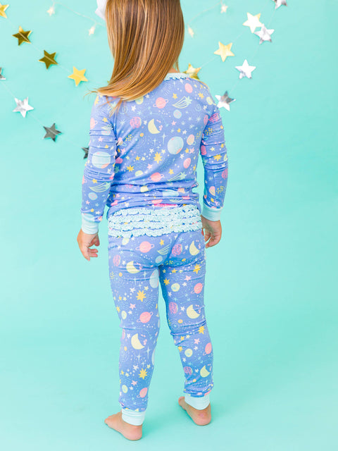 Starry Dreams Bamboo Ruffle Pajama Set