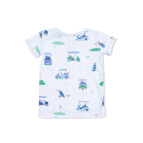 Short Sleeve Loungewear Set - Vintage Golf Carts Blue