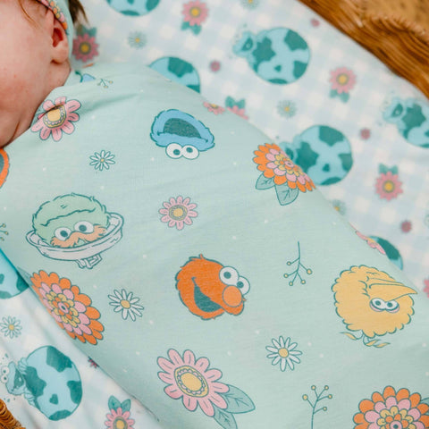 Knit Swaddle Blanket - Sesame Street Retro Floral