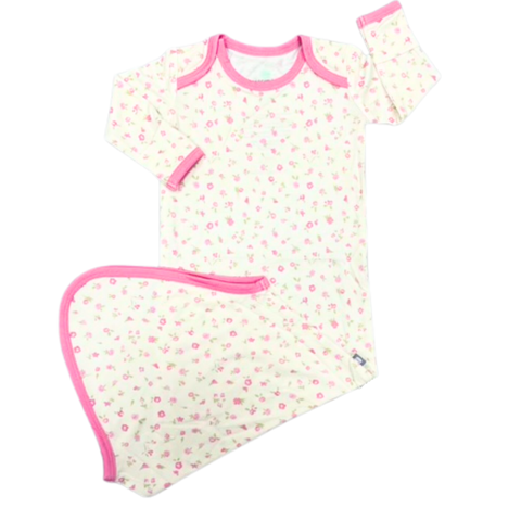 Rosebud Floral Bamboo Knotted Gown for Baby Girls