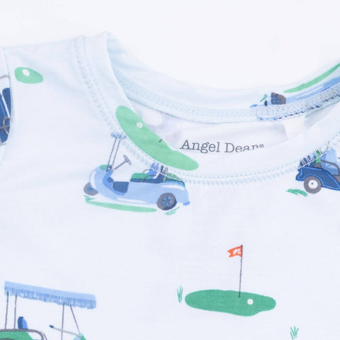 Short Sleeve Loungewear Set - Vintage Golf Carts Blue
