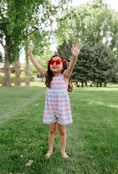 Macie Romper - Patriotic Stripe