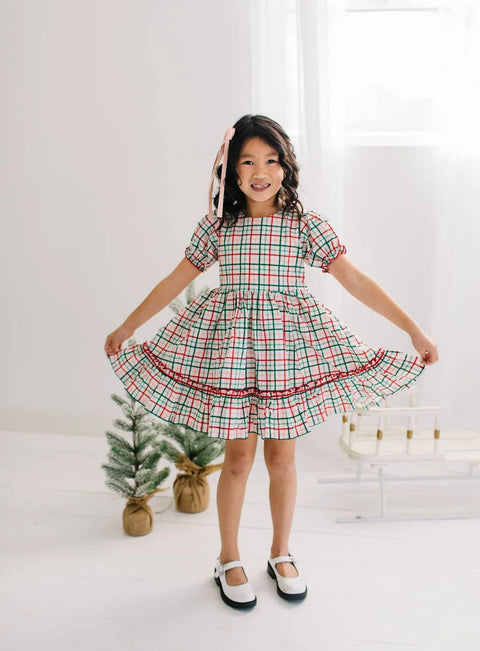 Aura Poplin Dress - Holiday Plaid
