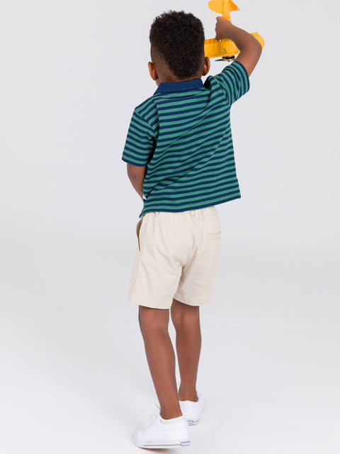 Fir Green & Navy Stripe Polo Shirt