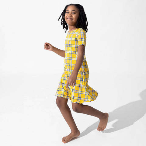 Clueless Total Betty Plaid Bamboo Girls' Short Sleeve Dress 5T