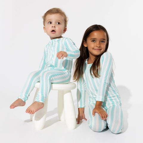 Slumber Stripes Convertible Footie Bamboo Pajama - Bellabu Bear