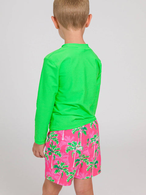 Boys Long Sleeve Rash Guard - Neon Lime