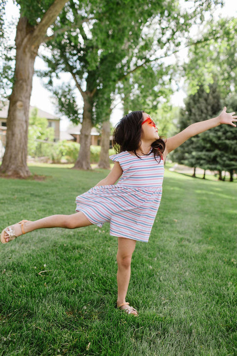 Macie Romper - Patriotic Stripe