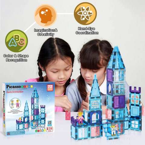 Winter Ice Castle Magnetic Building Tile Set (72 Pieces)