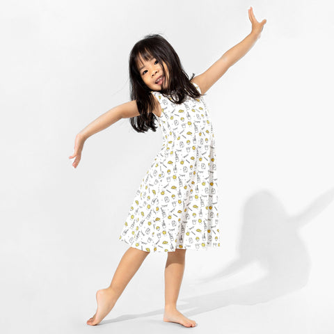 Girls Bamboo Sleeveless Dress/Night Gown - Original Milk & Cookies