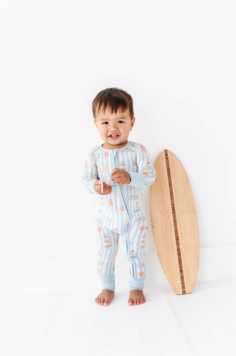 Blue Boardwalk Buddies Bamboo Convertible Footie for Babies