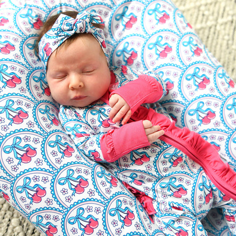 Cherry Ruffle Zip Bamboo Pajama