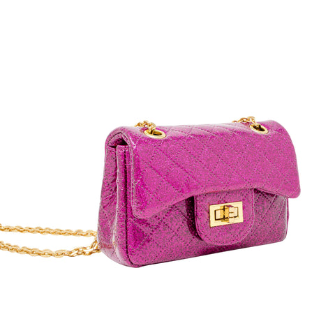 Classic Quilted Sparkle Kids Mini Purse - Hot Pink