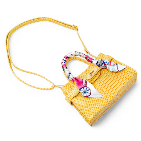 Vivid Crocodile Scarf Kids Handbag - Yellow