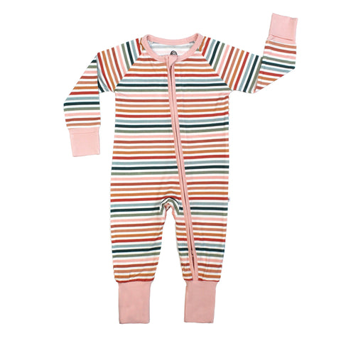 Sunset Stripes Baby Bamboo Convertible Footie