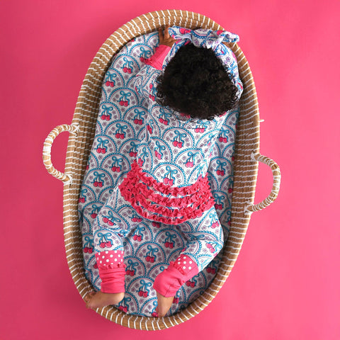 Cherry Ruffle Zip Bamboo Pajama