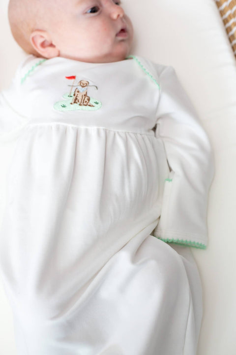 Golf Dog Embroidered Infant Gown