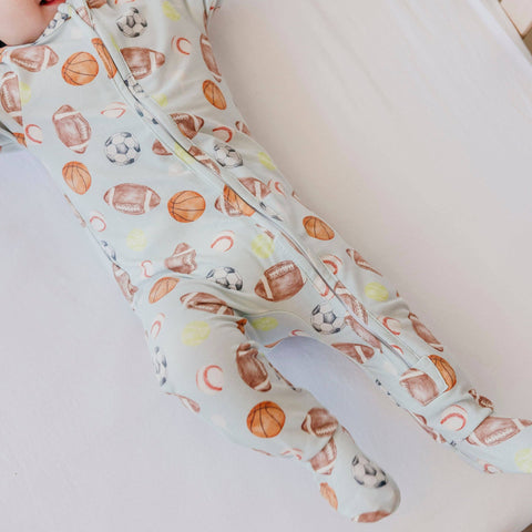 Zip-Up Footie Pajama - Sports Medley
