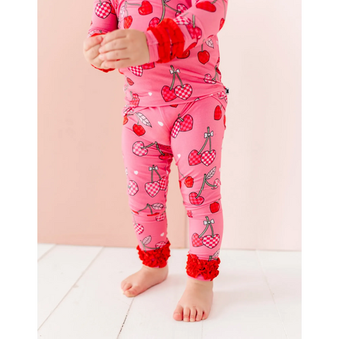 I Love You Cherry Much Ruffle Kids Bamboo Pajamas