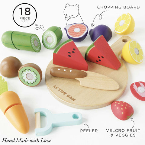 Wooden Chopping Board & Sliceable Play Food