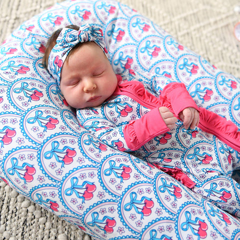 Cherry Ruffle Zip Bamboo Pajama