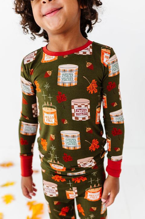 Fall is Lit Kids Bamboo Pajamas - Kiki + Lulu