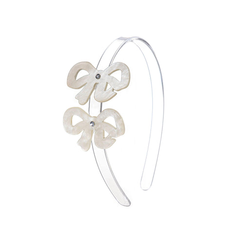 Fancy Bows Pearlized White Headband - Lilies & Roses NY