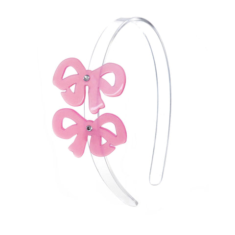 Fancy Bows Satin Pink Headband - Lilies & Roses NY