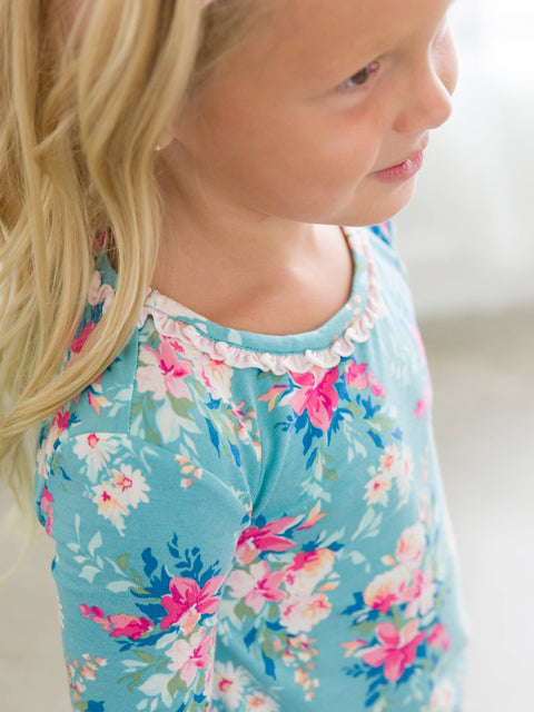 Fancy Me Floral Bamboo Ruffle Pajama Set - RuffleButts + RuggedButts