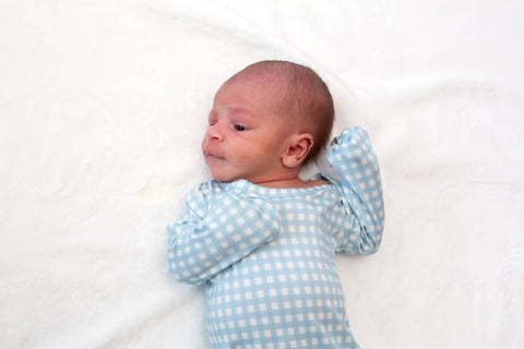 Baby Blue Gingham Bamboo Knotted Infant Gown