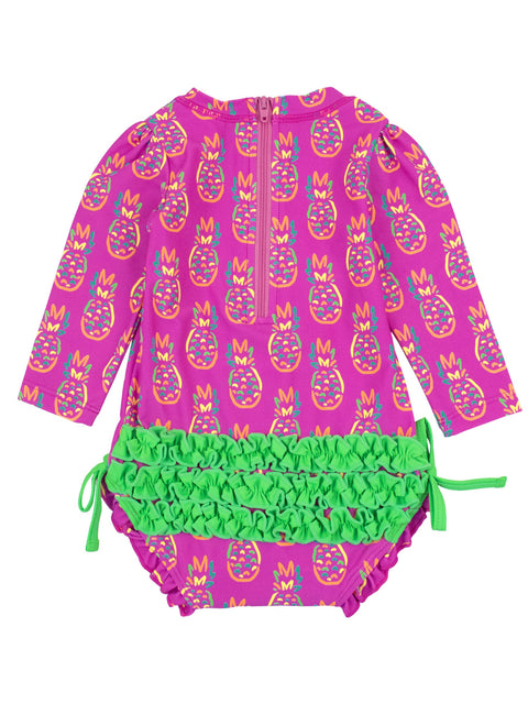 Neon Violet Pineapples One Piece Rash Guard