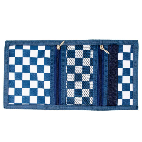 Blue Checkered Tri-fold Kids Wallet