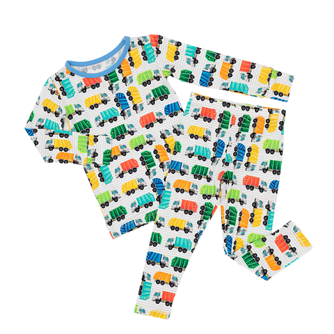 Garbage Truck Bamboo Long Sleeve Pajama Set for Boys