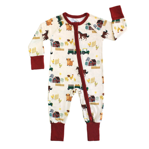 On the Farm Bamboo Convertible Baby Pajamas