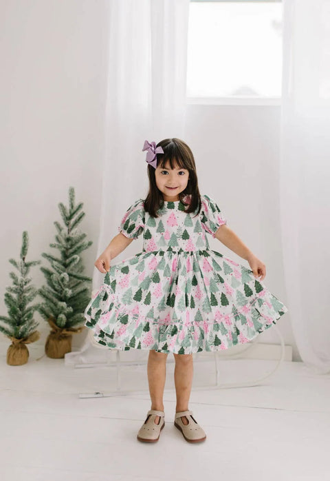 Aura Poplin Dress - Christmas Tree