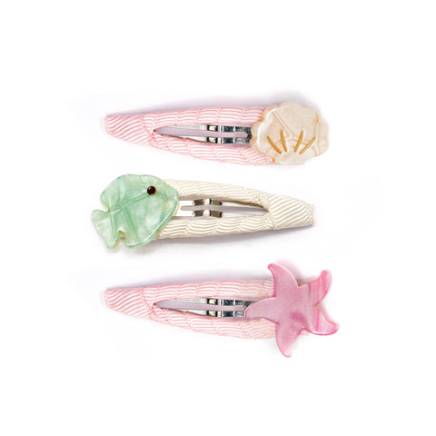 Fish Starfish Seashell Snap Hair Clips Set - Lilies & Roses NY