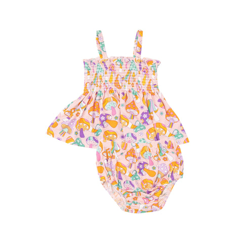 Flower Power Mushrooms Smocked Top and Bloomers - Angel Dear