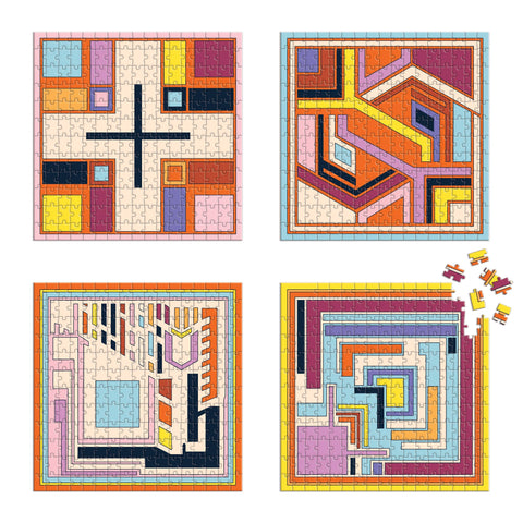 Frank Lloyd Wright Textile Blocks Set of 4 Puzzles - Chronicle Books