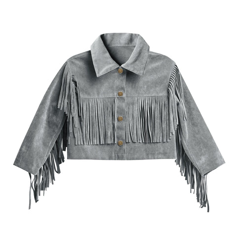 Fringe Jacket | Dusty Blue - Rylee + Cru