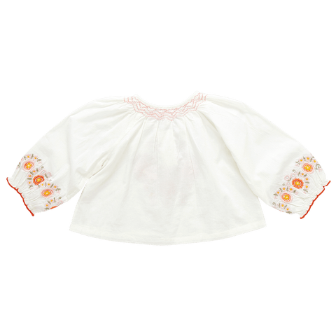 Girls Ava Top - Multi Pink Embroidery - Pink Chicken