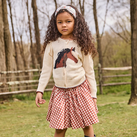 Girls Cable Constance Sweater - Wild Horse - Pink Chicken